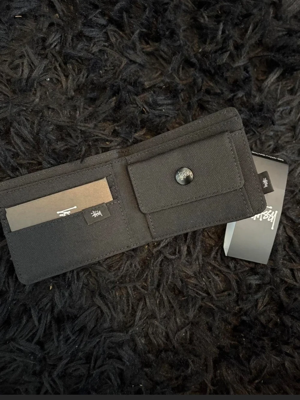 Stussy Black Textured Bifold Card & Key Holder